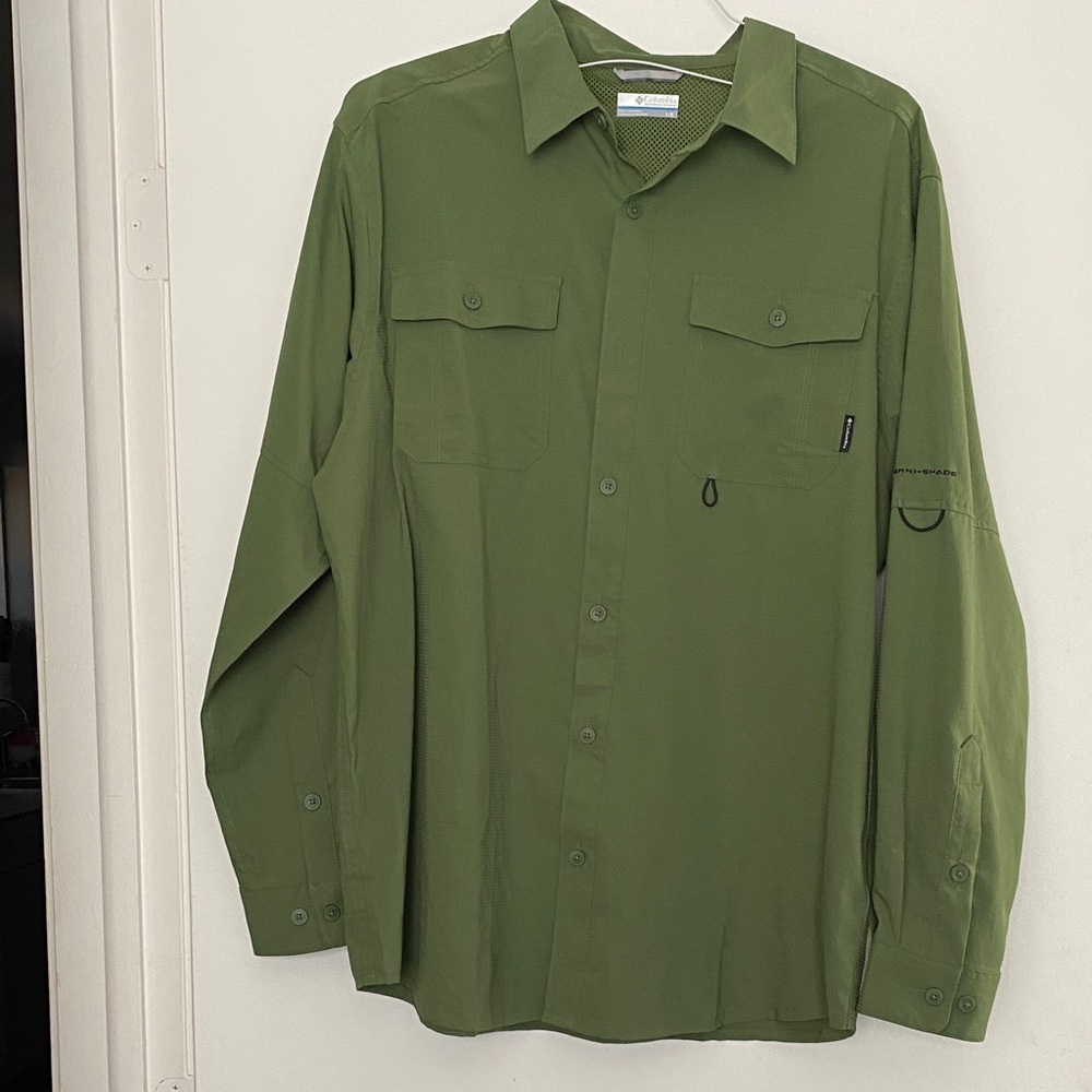 Columbia Olive Green Long-Sleeve Button Shirt